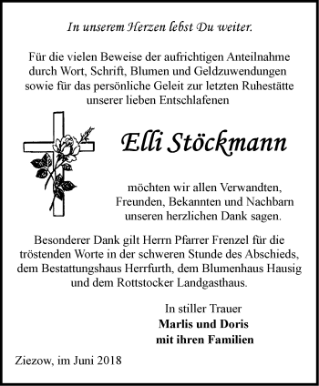 Traueranzeige von Elli Stöckmann von Märkische Oderzeitung