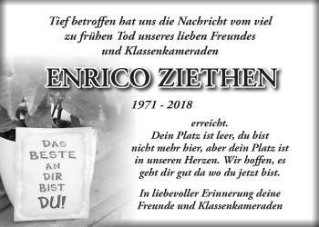 Traueranzeige von Enrico Ziethen von Märkische Oderzeitung