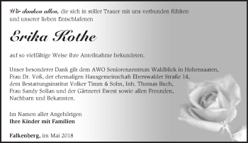 Traueranzeige von Erika Kothe von Märkische Oderzeitung