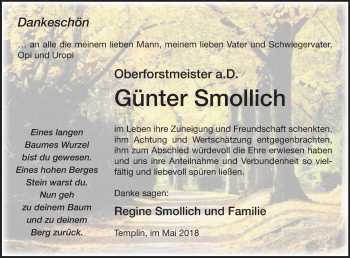 Traueranzeige von Günter Smollich von Märkische Oderzeitung