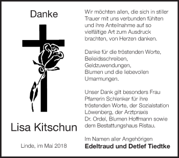 Traueranzeige von Lisa Kitschun von Märkische Oderzeitung