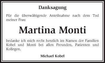 Traueranzeige von Martina Monti von Märkische Oderzeitung