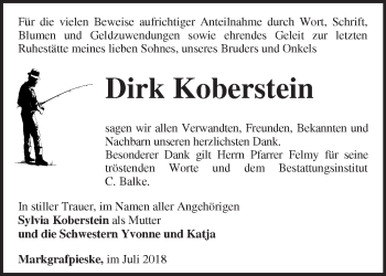 Traueranzeige von Dirk Koberstein von Märkische Oderzeitung