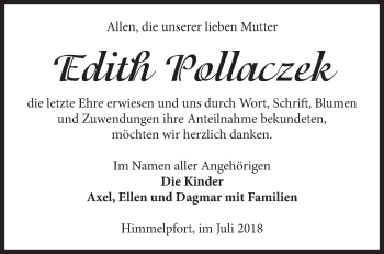 Traueranzeige von Edith Pollaczek von Märkische Oderzeitung