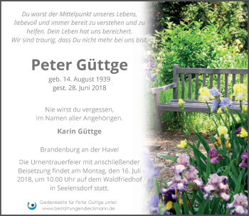 Traueranzeige von Peter Güttge von Märkische Oderzeitung