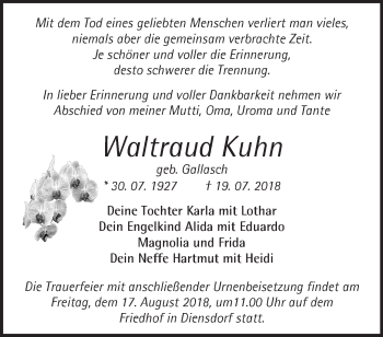 Traueranzeige von Waltraud Kuhn von Märkische Oderzeitung