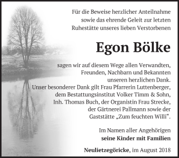 Traueranzeige von Egon Bölke von Märkische Oderzeitung