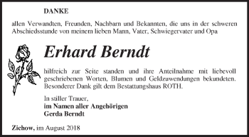 Traueranzeige von Erhard Berndt von Märkische Oderzeitung