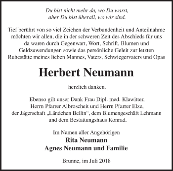 Traueranzeige von Herbert Neumann von Märkische Oderzeitung