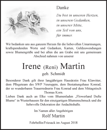 Traueranzeige von Irene Martin von Märkische Oderzeitung