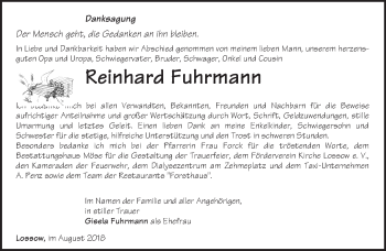 Traueranzeige von Reinhard Fuhrmann von Märkische Oderzeitung