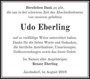 Traueranzeige von Udo Eberling von Märkische Oderzeitung