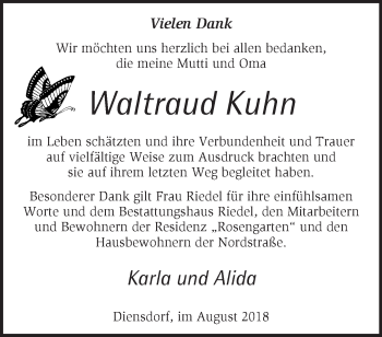 Traueranzeige von Waltraud Kuhn von Märkische Oderzeitung