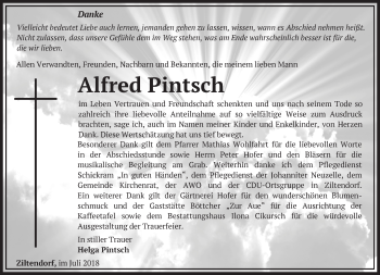 Traueranzeige von Alfred Pintsch von Märkische Oderzeitung