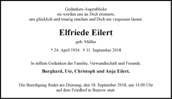 Traueranzeige von Elfriede Eilert von Märkische Oderzeitung