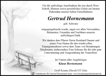 Traueranzeige von Gertrud Hornemann von Märkische Oderzeitung