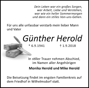 Traueranzeige von Günther Herold von Märkische Oderzeitung