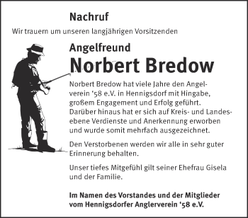 Traueranzeige von Norbert Bredow von Märkische Oderzeitung