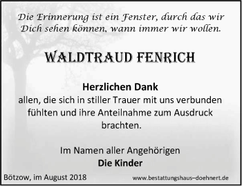 Traueranzeige von Waldtraud Fenrich von Märkische Oderzeitung