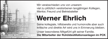 Traueranzeige von Werner Ehrlich von Märkische Oderzeitung