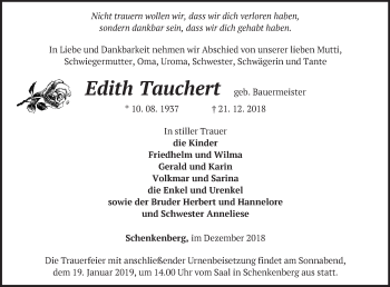 Traueranzeige von Edith Tauchert von Märkische Oderzeitung