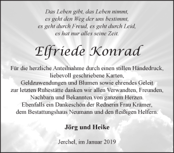 Traueranzeige von Elfriede Konrad von Märkische Oderzeitung