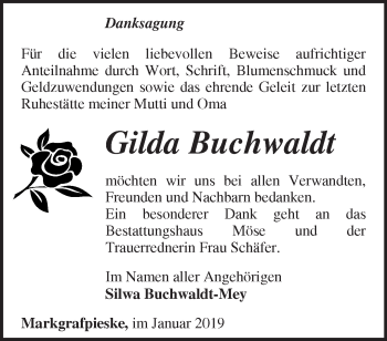 Traueranzeige von Gilda Buchwaldt von Märkische Oderzeitung