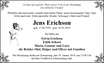 Traueranzeige von Jens Erichson von Märkische Oderzeitung