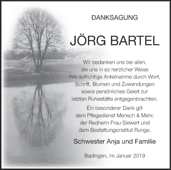 Traueranzeige von Jörg Bartel von Märkische Oderzeitung