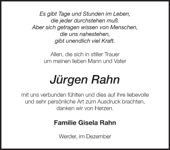 Traueranzeige von Jürgen Rahn von Märkische Oderzeitung