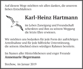 Traueranzeige von Karl-Heinz Hartmann von Märkische Oderzeitung