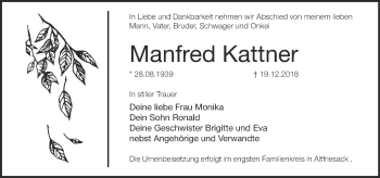 Traueranzeige von Manfred Kattner von Märkische Oderzeitung