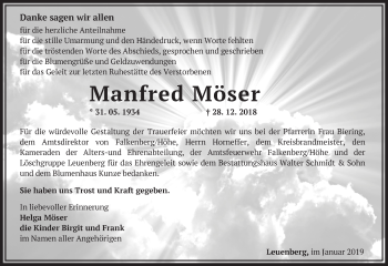 Traueranzeige von Manfred Möser von Märkische Oderzeitung