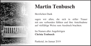 Traueranzeige von Martin Tenbusch von Märkische Oderzeitung