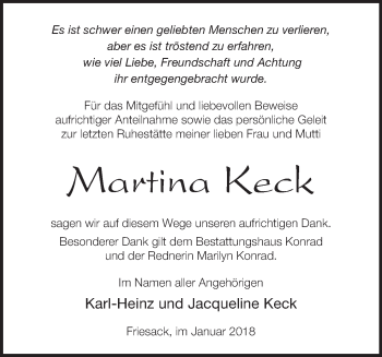 Traueranzeige von Martina Keck von Märkische Oderzeitung