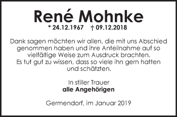 Traueranzeige von Rene Mohnke von Märkische Oderzeitung