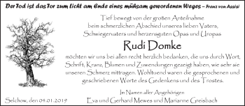 Traueranzeige von Rudi Domke von Märkische Oderzeitung