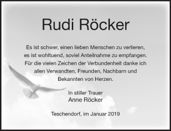 Traueranzeige von Rudi Röcker von Märkische Oderzeitung