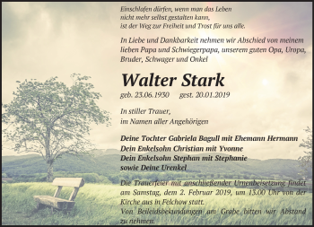 Traueranzeige von Walter Stark von Märkische Oderzeitung