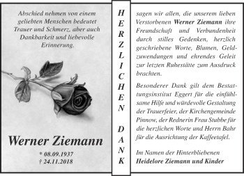 Traueranzeige von Werner Ziemann von Märkische Oderzeitung