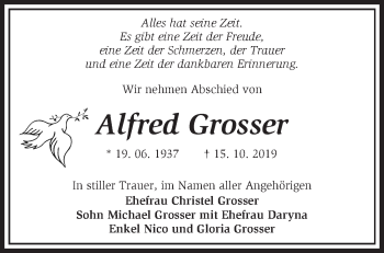 Traueranzeige von Alfred Grosser von Märkische Oderzeitung