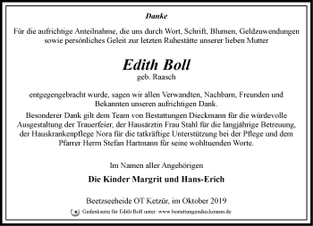 Traueranzeige von Edith Boll von Märkische Oderzeitung