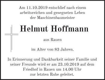 Traueranzeige von Helmut Hoffmann von Märkische Oderzeitung