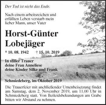 Traueranzeige von Horst-Günter Lobejäger von Märkische Oderzeitung