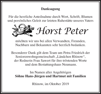 Traueranzeige von Horst Peter von Märkische Oderzeitung