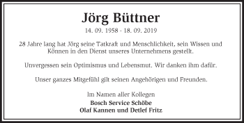 Traueranzeige von Jörg Büttner von Märkische Oderzeitung