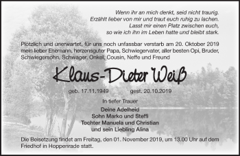 Traueranzeige von Klaus-Dieter Weiß von Märkische Oderzeitung