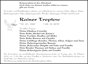 Traueranzeige von Rainer Treptow von Märkische Oderzeitung