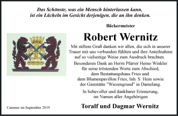 Traueranzeige von Robert Wernitz von Märkische Oderzeitung