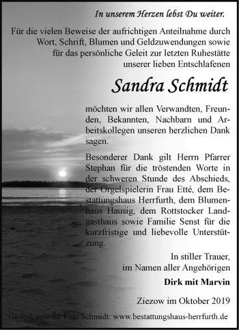 Traueranzeige von Sandra Schmidt von Märkische Oderzeitung